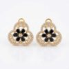 Black Floral Crystal Stud Earrings
