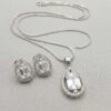 Clear Crystal Silver Tone Pendant Necklace Set