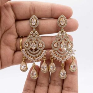 Alternative view of Crystal Floral Chandelier Earrings