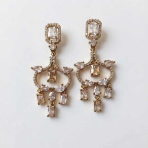 Gold Tone Crystal Chandelier Earrings