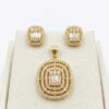 Gold Tone Crystal Oval Pendant Necklace Set