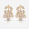 Gold Tone Floral Pearl Earrings