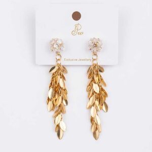 Gold Tone Leaf Drop Earrings