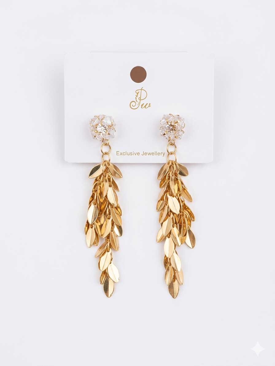 Gold Tone Leaf Drop Earrings