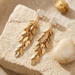 Alternative view of Gold Tone Leaf Drop Earrings
