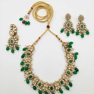 Green Kundan Bridal Necklace Set with Earrings
