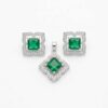 Green Stone Crystal Pendant and Earrings Set
