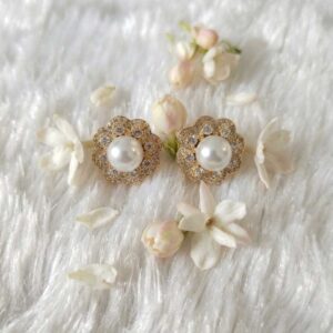 Alternative view of Pearl Floral Stud Earrings