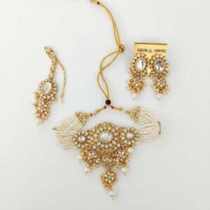 Pearl Kundan Choker Necklace Set