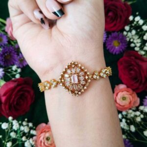 Alternative view of Pink Crystal Floral Bracelet