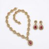 Pink Stone Gold Tone Crystal Necklace Set