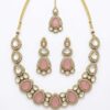 Pink Stone Kundan Necklace Set with Maang Tikka