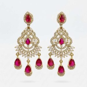 Red Stone Crystal Chandelier Earrings