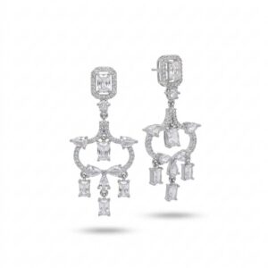 Silver Tone Crystal Chandelier Earrings